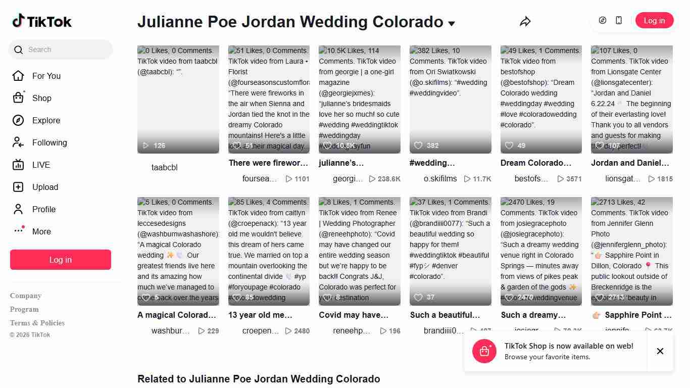 Julianne Poe Jordan Wedding Colorado TikTok